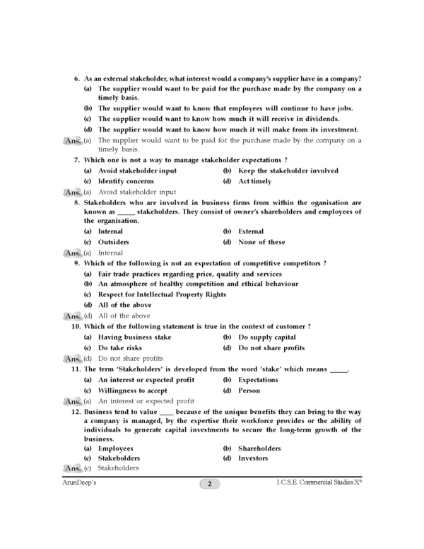 Arun Deep’s Self-Help to I.C.S.E. Commercial Studies 10 : 2025-26 Edition (Based on Latest ICSE Syllabus) - Image 4