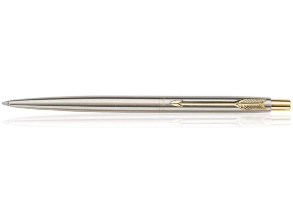 Parker Classic Stainless Steel Gold Trim Ball Pen (Pack of 1) - Image 4
