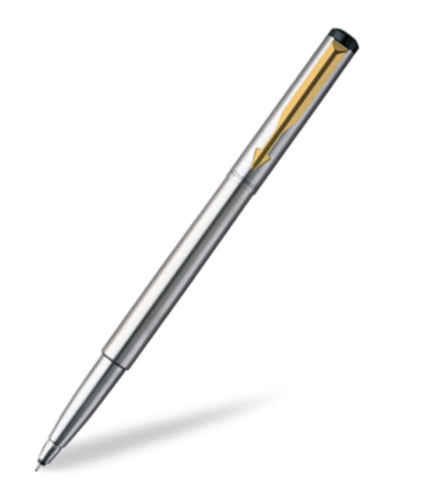 Parker Vector Stainless Steel Gold Trim Roller ball Pen + Key Chain (Pack of 1) - Image 5