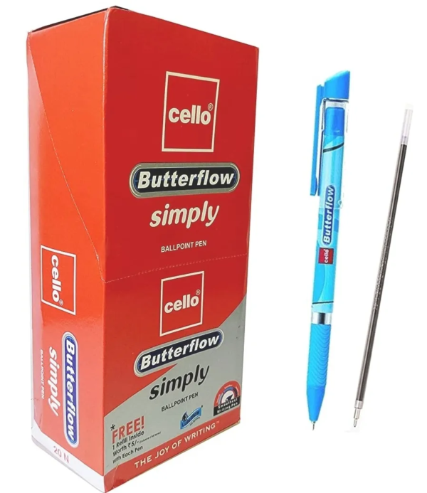 Cello Butterflow Simply Black Ball Pen Black Pen Pack
