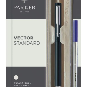 Parker Vector Standard Chrome Trim Roller Ball Pen (Pack of 1) Black Body