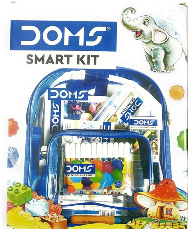 Doms Smart Stationery Kit 12 Pcs Kit With Transparent Zipper Bag