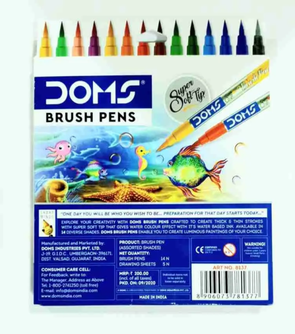 Doms Brush Pen 14 Shades Super Soft Tip - Image 2