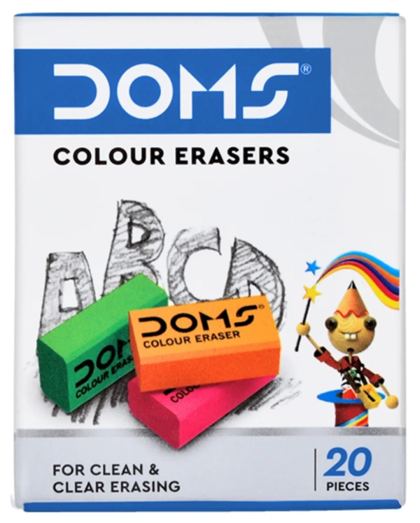 Doms Coloured Eraser 1 Pack of 20 Erasers