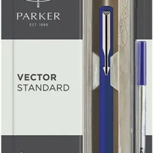 Parker Vector Standard Chrome Trim Roller Ball Pen (Pack of 1) Blue Body